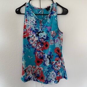 Ann Taylor Floral Top - Turquoise and Red
